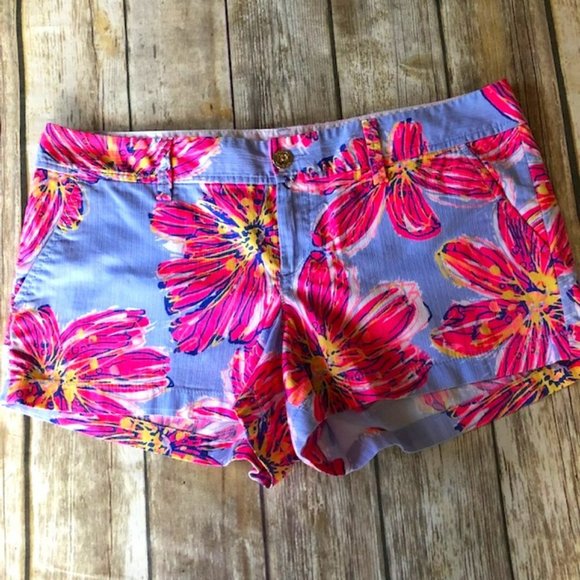 Lilly Pulitzer Pants - LILLY PULITZER THE WALSH SHORT PARTY GIRL FLORAL PATTERN SIZE 14